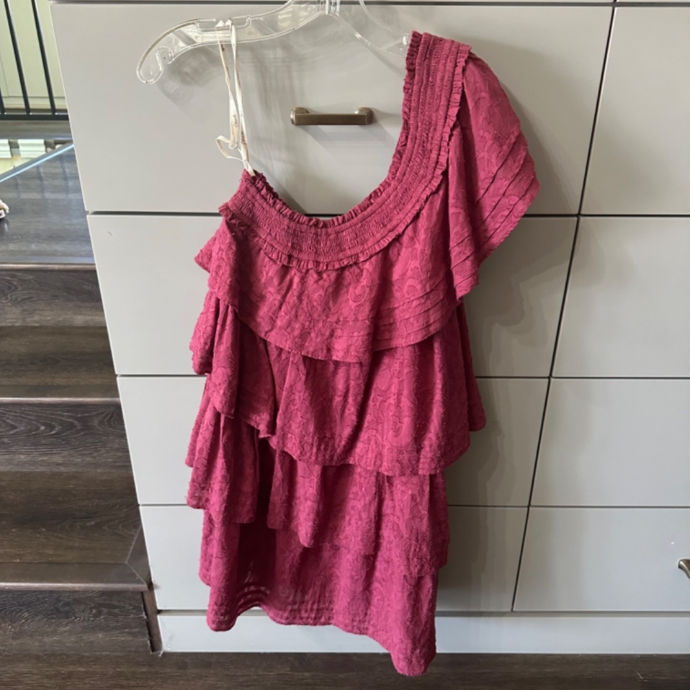 Cleobella Red One-Shoulder Ruffle Dress - Picture 3 of 5